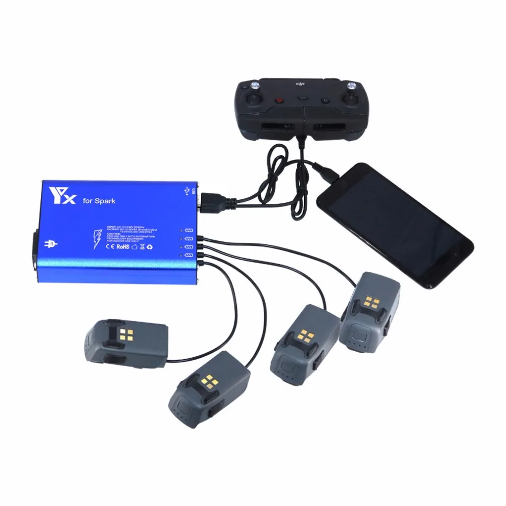 

6 in 1 Battery Charger Hub RC Intelligent Quick Display Charging Charger for DJI Spark RC Quadcopter drone