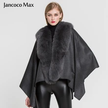 New Design Women 100% Real Cashmere Poncho Fashion Style Winter Fur Capes With Real Fox Fur Collar S7357 New Design Women 100% Real Cashmere Poncho Fashion Style Winter Fur Capes With Real Fox Fur Collar S7357