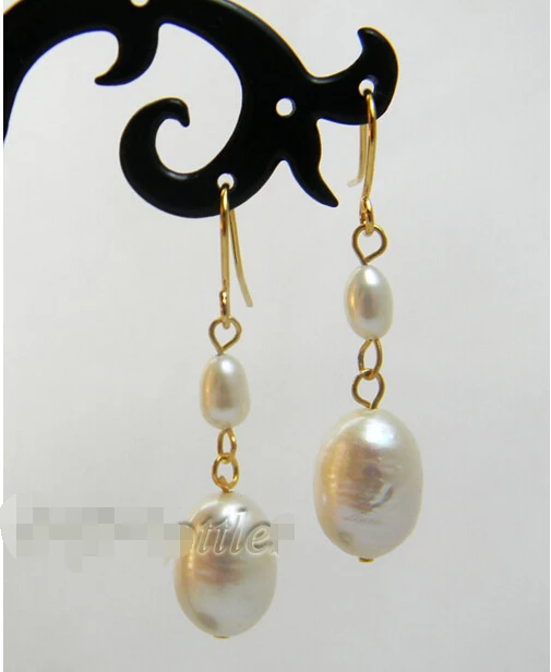 

FREE shipping&gt; &gt;&gt;&gt;9mm White rice Freshwater Pearl dangle Earring
