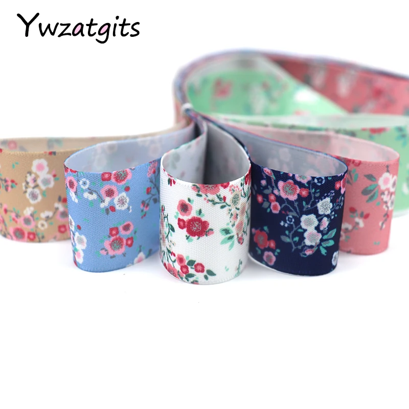 

ywzatgits 26mm Polyester Flower Printed Satin Ribbons Handcrafts DIY Sewing Trim Ribbon Wrapping Decoration Accessory YT0109