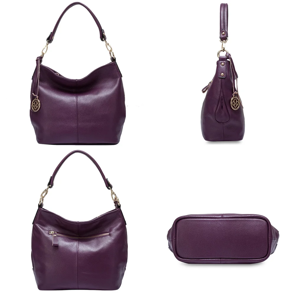 Zency модная фиолетовая женская сумка через плечо натуральная кожа элегантная сумка-тоут Высокое качество Женские сумки-мессенджеры классические