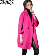 Высокое качество, европейский кокон, Женское шерстяное пальто средней длины, плюс размер, двусторонняя шерсть, осенне-зимняя куртка для девочек YM503