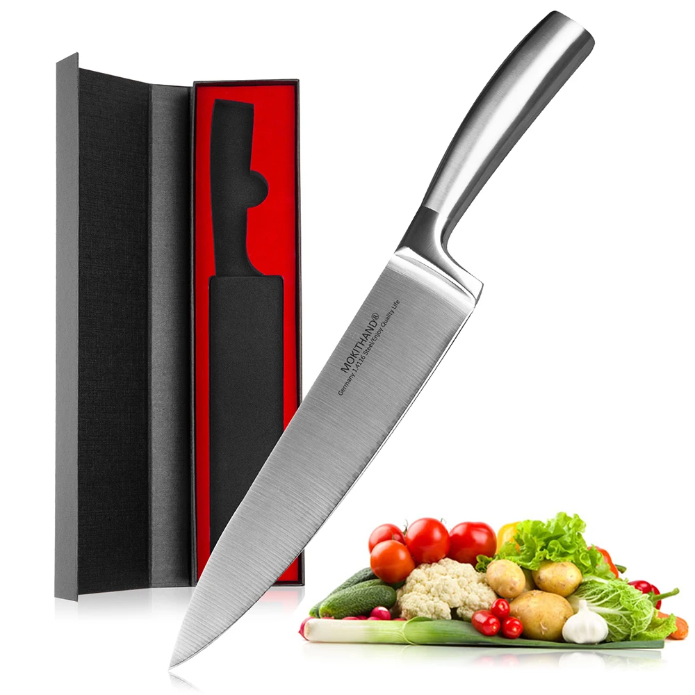 

Mokithand 8 inch Sharp Chef Knives High Carbon Germany 1.4116 Steel Kitchen Knife Professional Japanese Knife with Sanding Blade