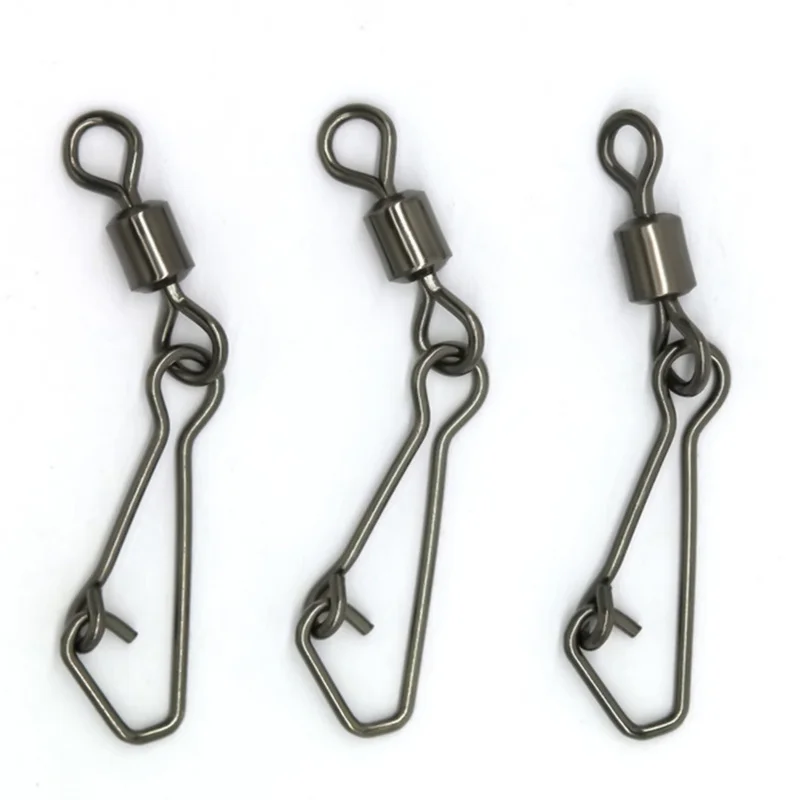 

JOSHNESE 50PCS Stainless Steel Swivels Fishing MS+QL Interlock Rolling Swivel With Hooked Snap Fish Hook Connector