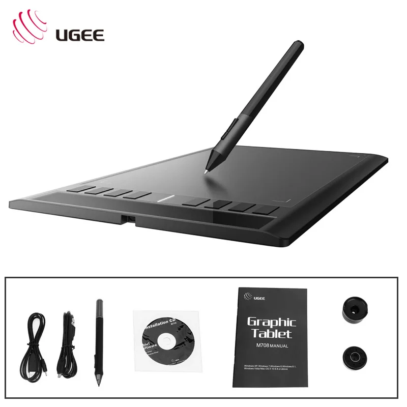 Цифровой планшет UGEE M708 10x6 дюймов 8192 чувствительность к давлению|Цифровые