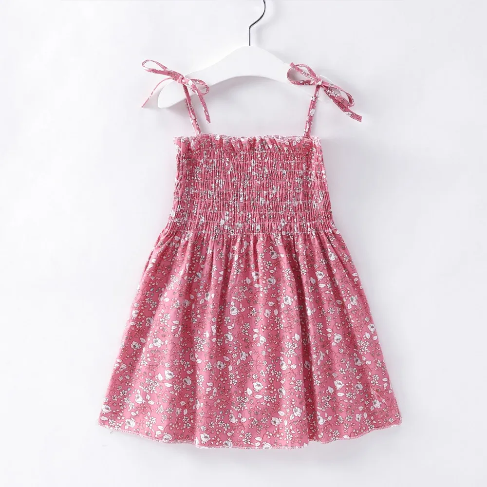 Новинка года; летняя одежда для малышей; праздничные платья с рюшами для девочек; милый детский костюм с принтом вишни и цветов; повседневное свободное платье - Цвет: DZ00095