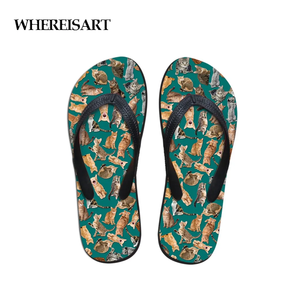 

WHEREISART Green Slippers Pug Pattern Slippers Lady Home Sandals Animals Comfort Flip Flops Women Zapatillas De Casa De Mujer