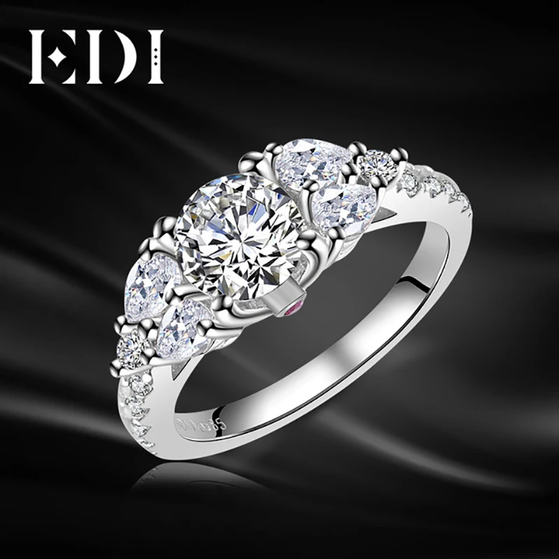 EDI Women Classic Real Adjustable Rings For Women 14k 585 White Stone