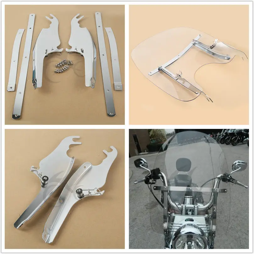 

Motorcycle Windscreen Windshield Mounting Bracket Kit For Harley FL Softail Slim Fat Boy Deluxe FLS FLST FLSTC FLSTF