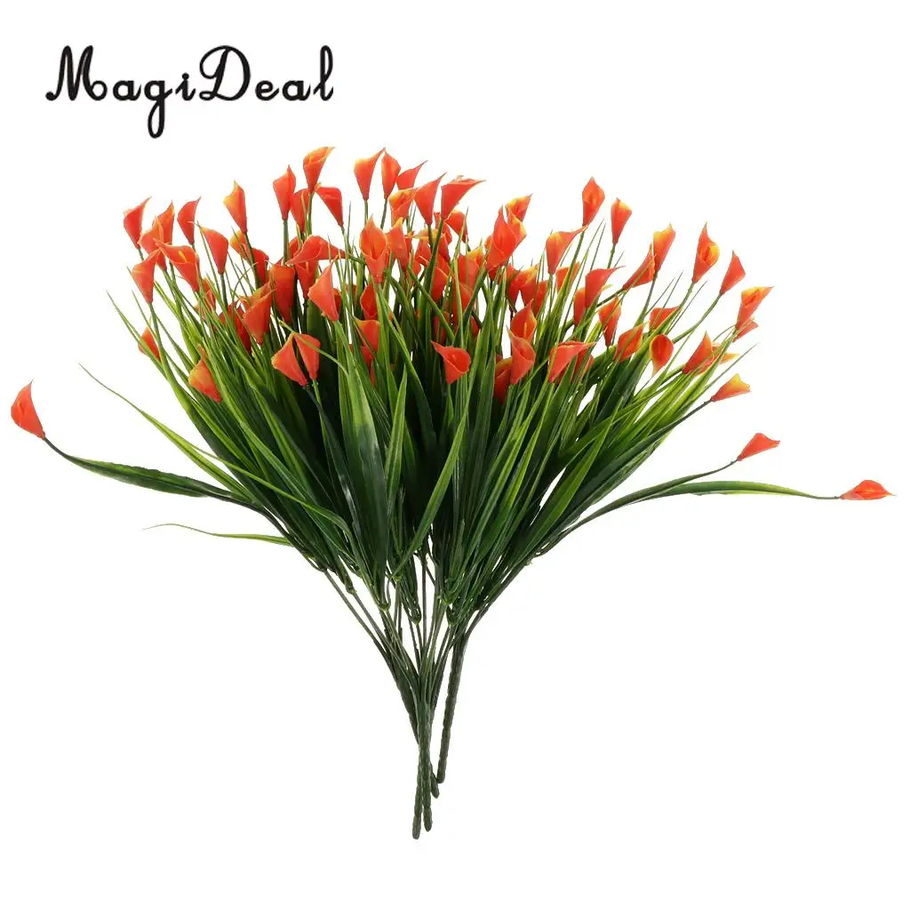 4pcs Artificial Shrubs Calla Lily Plastic Greenery Plants Flower Arrangement for Home Kitchen Dining Room Hanging Decor