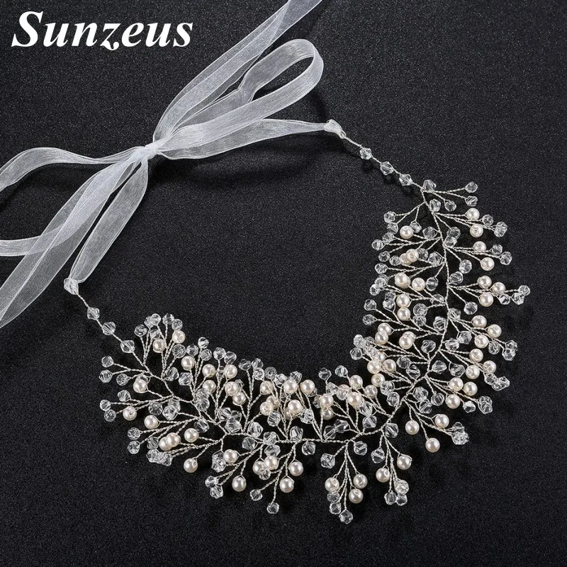 Crystals Pearls Luxury Headband with Ribbons Bling Bling Hair