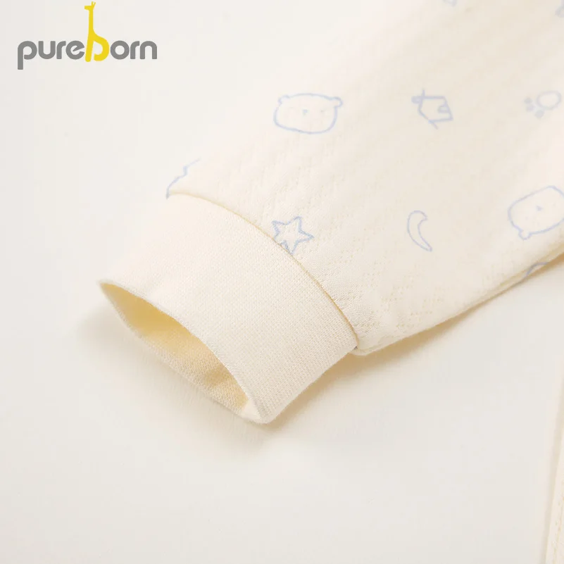 Pureborn/комбинезон с длинными рукавами для новорожденных Комбинезон маленьких