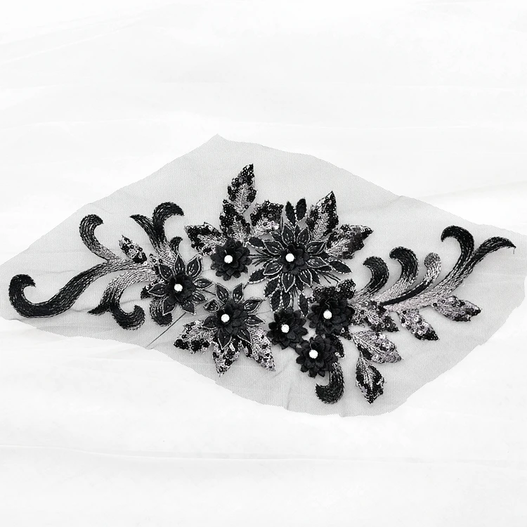 40X17 15 Embroidered Floral Lace Patches Sequins Rhinestones Beaded Lace Applique For Wedding Ball Dress Lace Motifs DIY Sewing Accessories USD7.50 Polyester,sequin,rhinestone