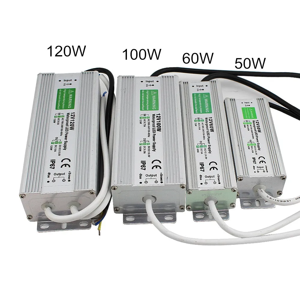 Водонепроницаемый IP67 светодиодный Driver переменного тока в Dc 12 V 10 W 15 W 20 W 25 30 W 36 W 45 W 50 W 60 W 80 W 100 W 120 W 150 W Питание для светодиодный полосы света