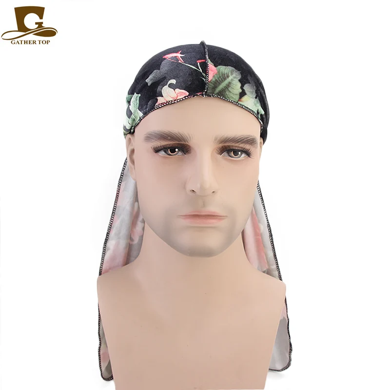 Мягкие бархатные банданы премиум класса с цветочным принтом Du Rag doo rag тюрбан