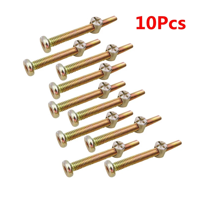 Urijk 10Pcs M6 Bed Bolt Nut Set High Quality Barrel Nut Cross Dowel