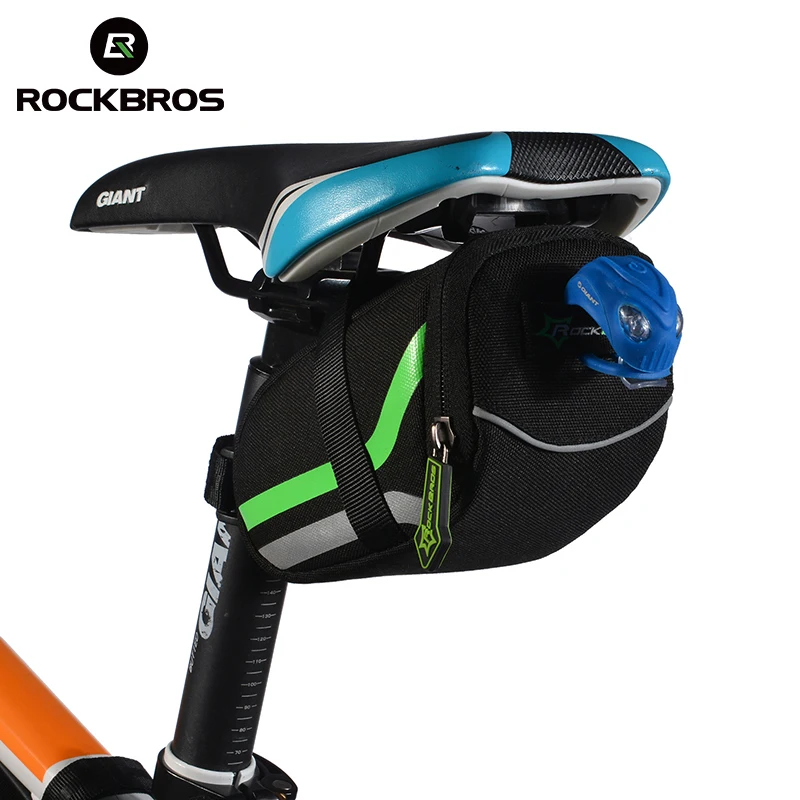 Flash Deal ROCKBROS Bicycle Bike Rear Bag Rainproof Nylon Bike Saddle Tube Bag Outdoor Cycling Mountain Bike Back Seat Tail Pouch Package 3