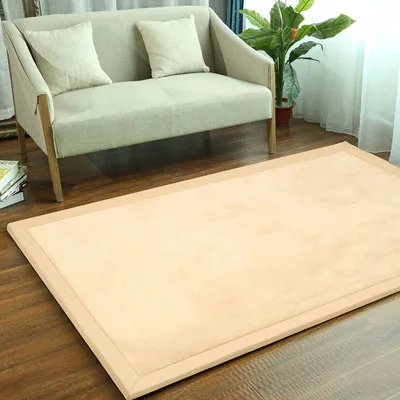 Противоскользящие коралловые бархатные напольные коврики для дивана мягкие прикроватные толстые японские Татами Коврики из пены для гостиной ковры - Цвет: beige