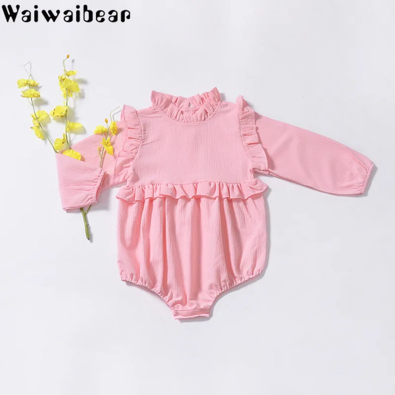 

Baby Girls Rompers Spring Summer Newborn Baby Clothes Girls Long-Sleeved Ruffle Collar Rompers Infant Girls Jumpsuit