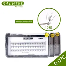 Racheel MR-002, 60 пряди/набор, натуральные, с завитками, 10D, черные, 0,07 мм, волокно, ресницы, накладные ресницы, для наращивания, красивые кончики, инструменты для больших глаз