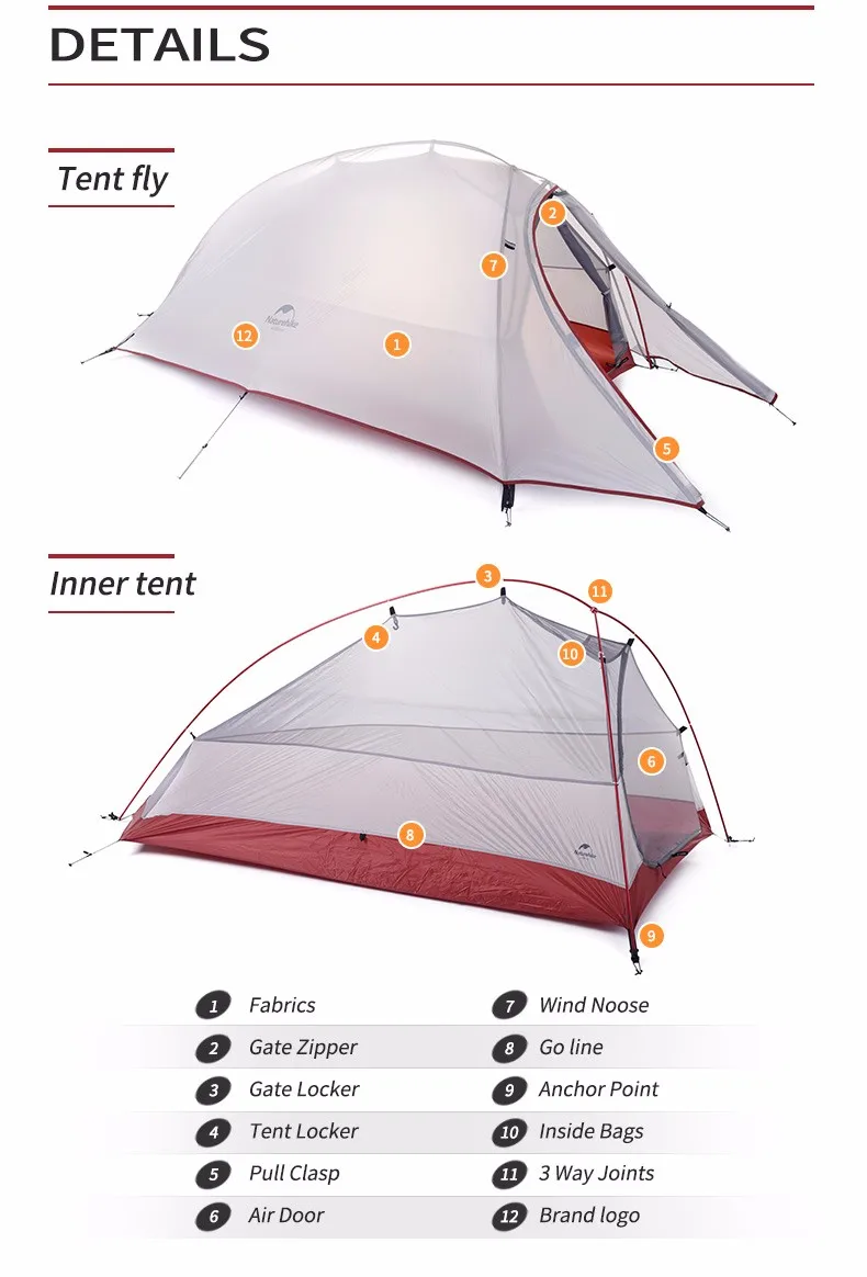 NatureHike открытый 1 человек один человек Сверхлегкий Палатка облако до 1 20D нейлон силиконовый