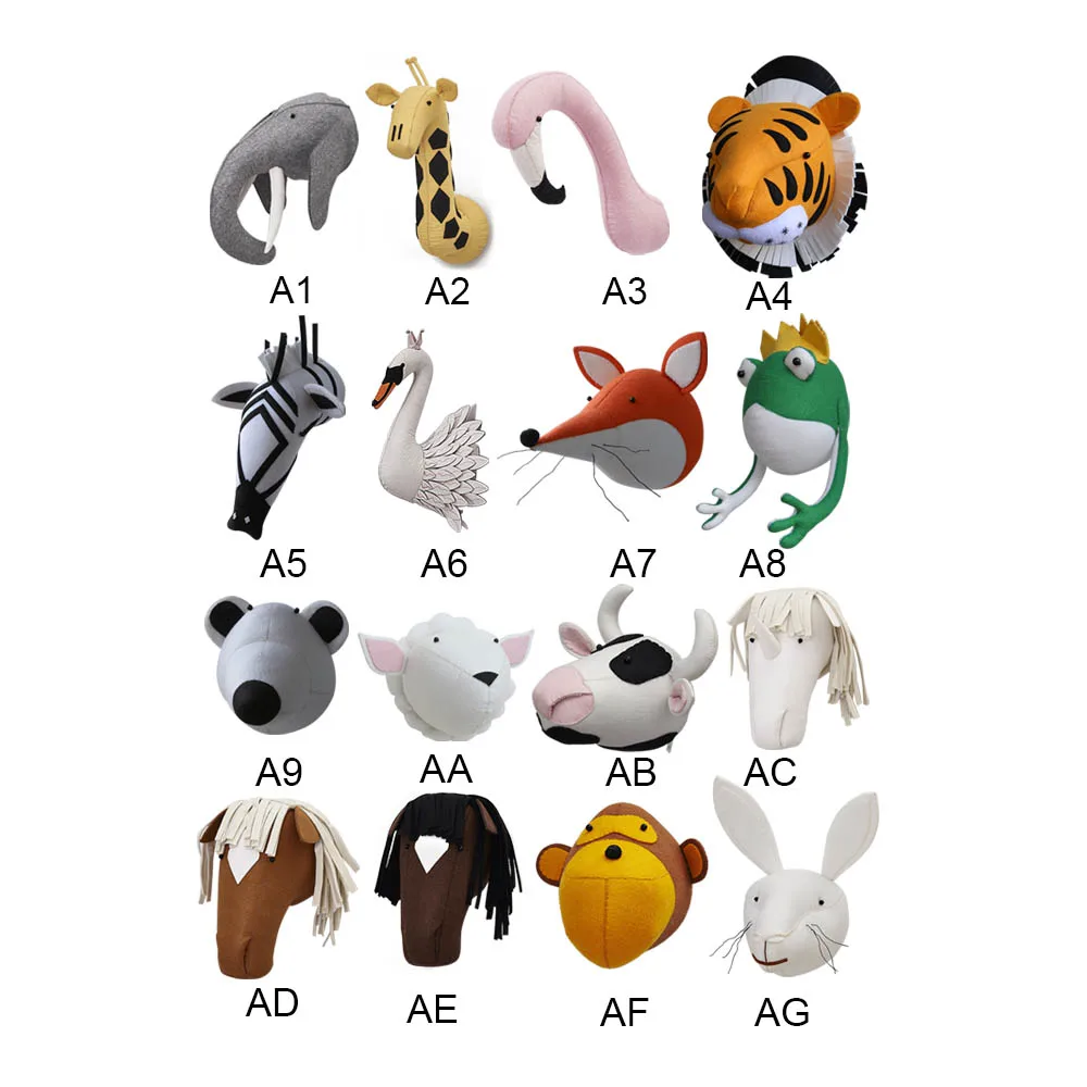 

Animal Head Elephant Deer Fox Swan Lion Tiger Head For Baby Room Decor Baby Kids Bedroom Hangings Gifts Toys