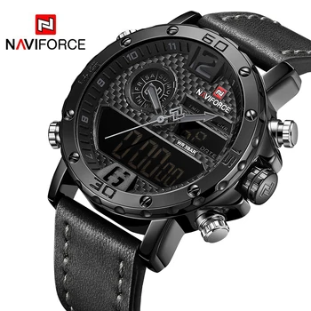 

NAVIFORCE Luxury Brand New Men Watches Men Leather Sports Watches Men's Quartz Waterproof LCD Digital Clock Military Wrist Watch
