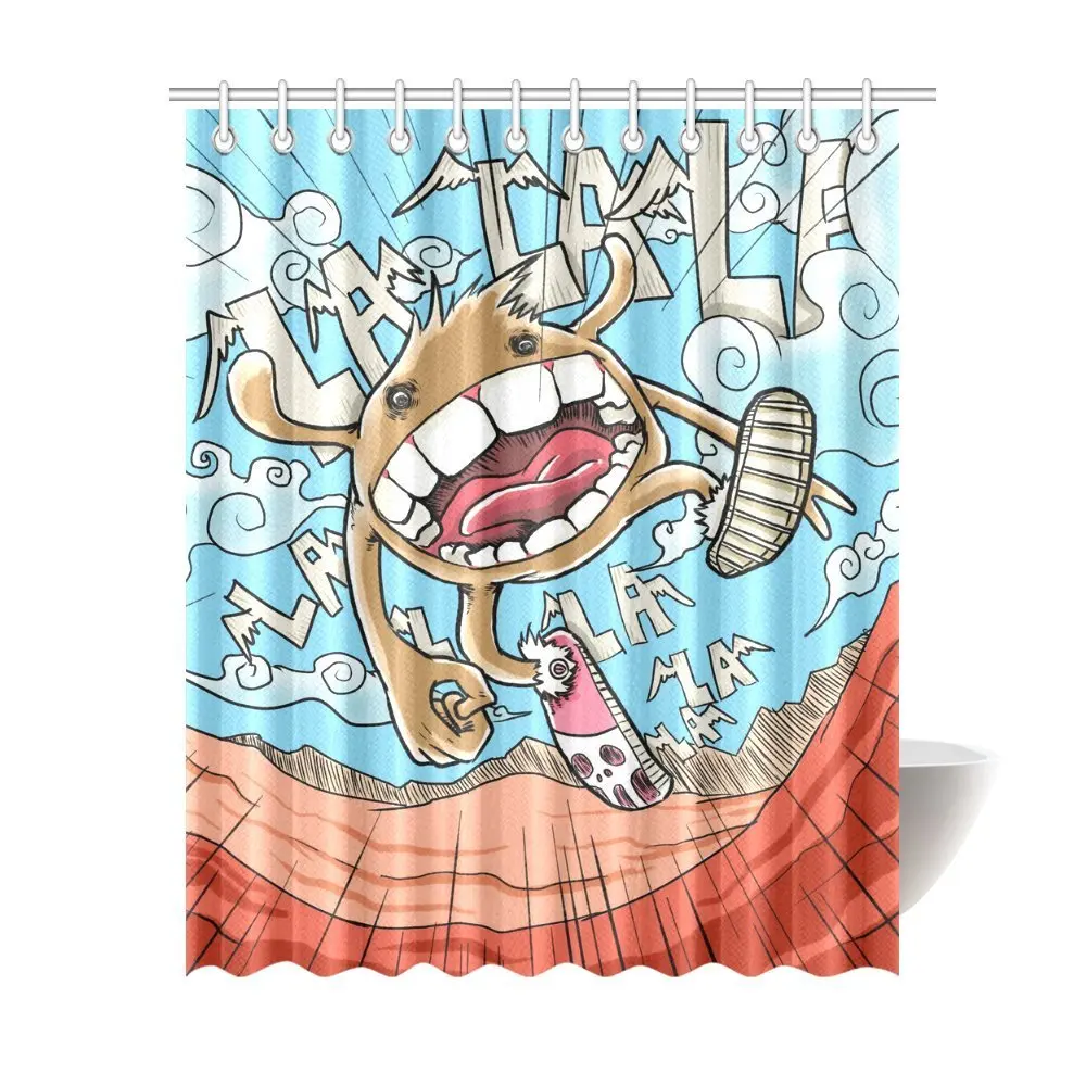 NANAZ Kustom Lucu Ilustrasi Kamar Mandi Tahan Air Kain 69x84 Inch