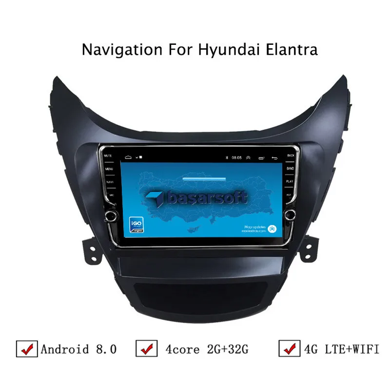 9&quot Android 6.0/8.0/8.1 Car DVD GPS Navigation For Hyundai Elantra 2011 2012 2013 2014 Radio Head Unit | Автомобили и