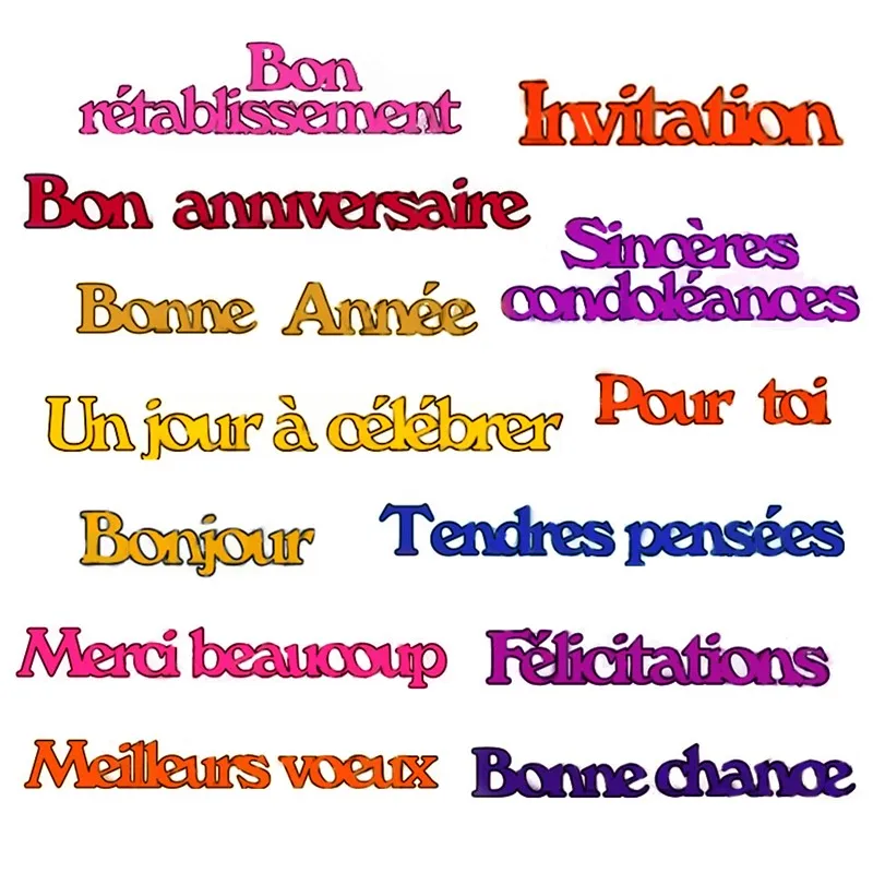 

Basic French Phrases Metal Die Cuts Cutting Dies For DIY Scrapbooking Embossing Album Paper Cards Decorative Crafts New 2019 Die