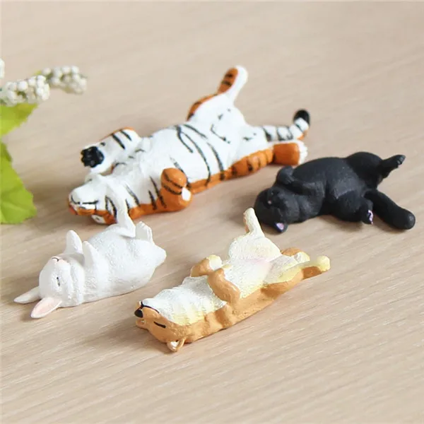 Cute Lazy Sitting Pets Animals Tiger Rabbit Dog Cat Lifelike pvc toys fridge magnets - 14