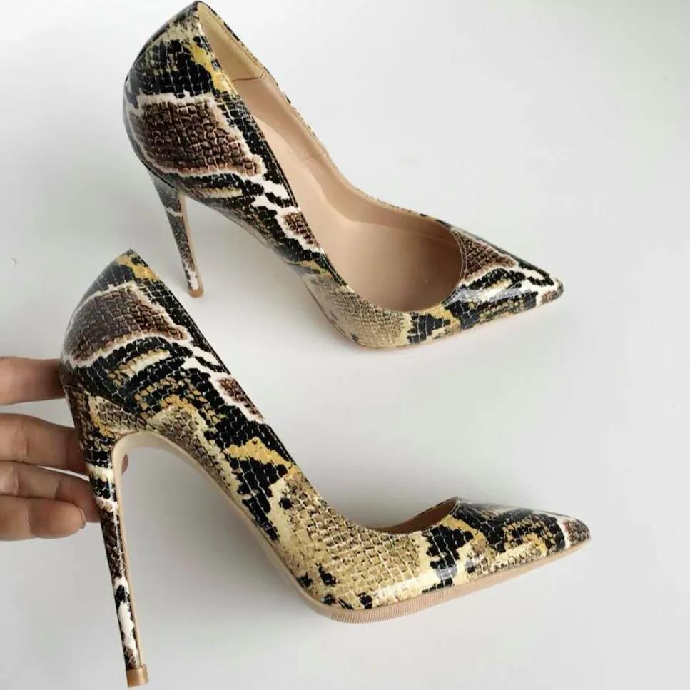 

Keshangjia Snake Printed Sexy stilettos high heels Ladies Shoes 2018 Pointed Toe Party Prom Women Pumps size