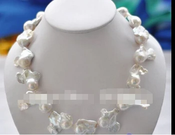 

yan 747 16-30mm WHITE BAROQUE KESHI REBORN PEARL NECKLACE 17"