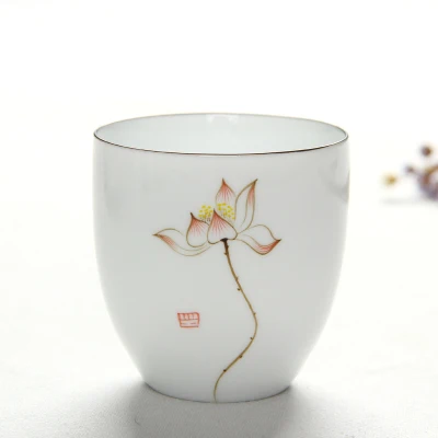 Китайская белая тонкая фарфоровая чашка, японская ручная роспись, керамическая чашка, креативная чайная чашка кунг-фу - Цвет: 02
