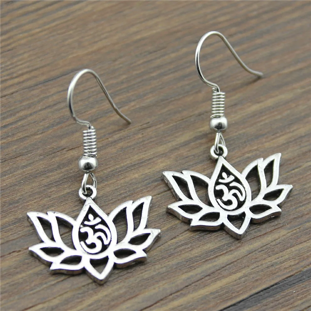 

WYSIWYG Fashion Handmade Simple Design Lotus Yoga Om Drop Earrings Jewelry Gift For Women Dropship Products