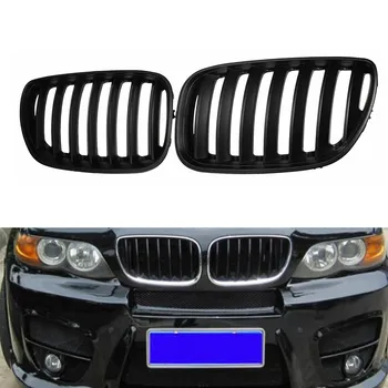 

Pair Left And Right Front Hood Kidney Sport Grills Grille for BMW X5 E53 2004-2006 Chrome Matte Black