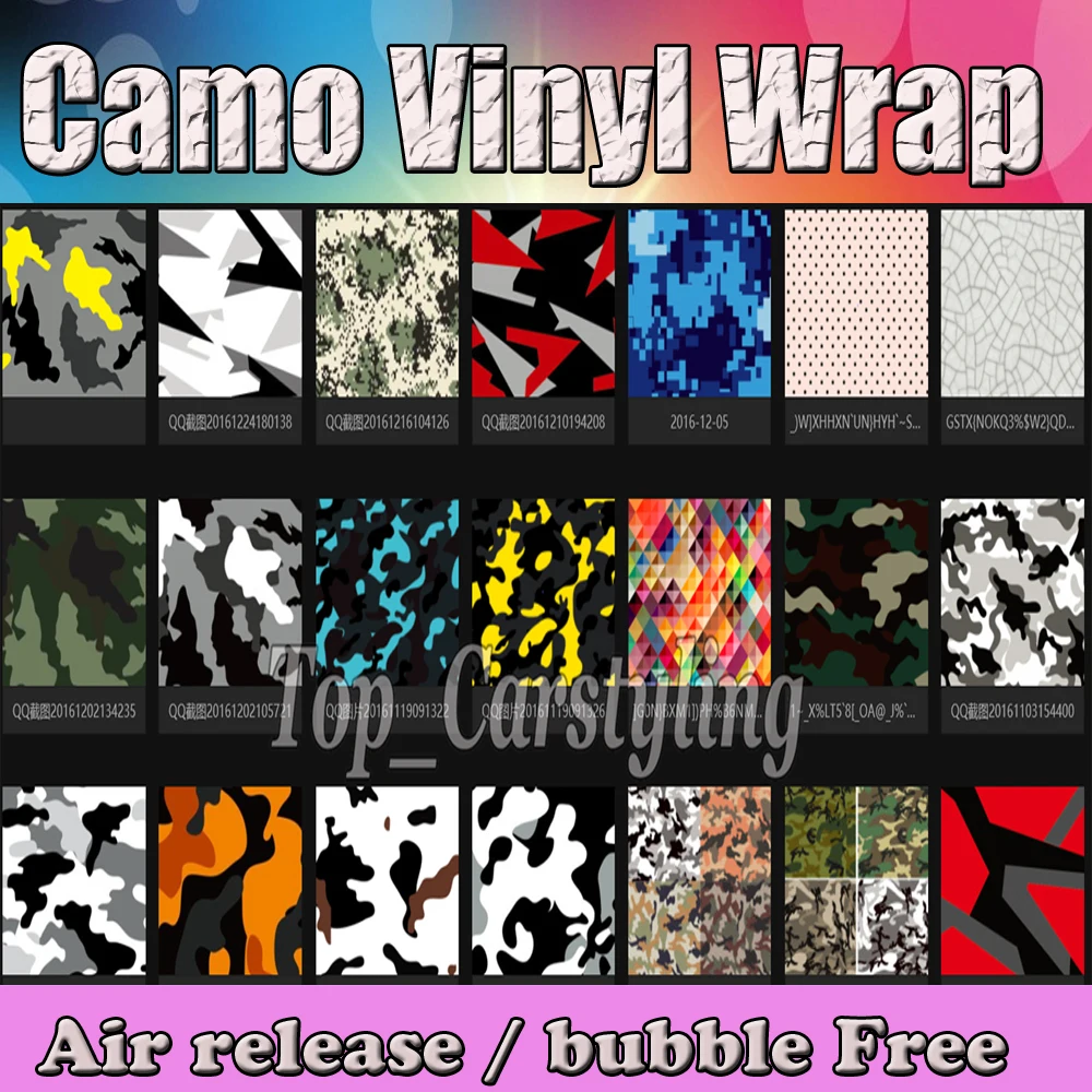 VARIOUS COLOURS stickerbomb camo vinyl car wrapping film with air bubble free 3m hexis (4)