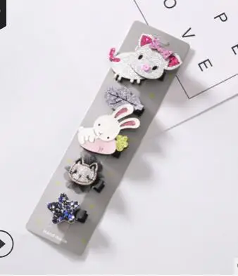 HM022 Korean Version Sweet Children's Hairpin Sequins Animal Unicorn Cat Bow Owl Cute Cartoon Princess Hair Clip Jewelry - Окраска металла: 10