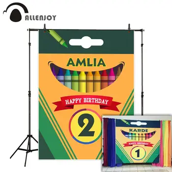 

Allenjoy new arrivals photo backdrops Blue Crayon Childhood Birthday Child Customization backdrop photocall photo printed