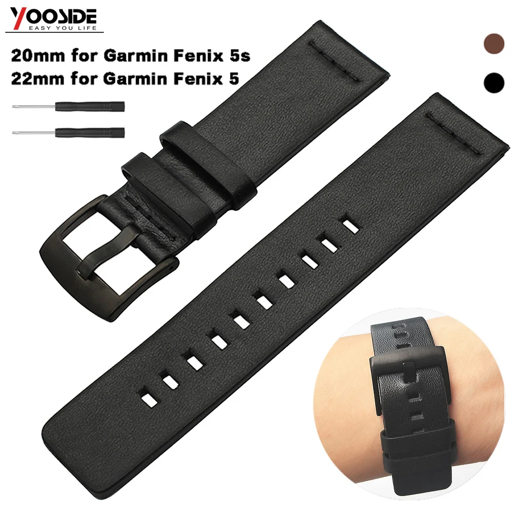 

22mm/20mm Leather Watchband For Garmin Fenix 5/Forerunner 935 Bracelet For Garmin Fenix 5S Watch Band Wrist Strap