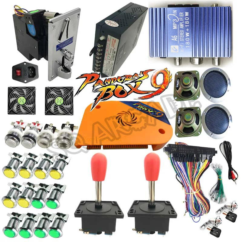 Pandora Box 9 1500 games DIY Arcade Bundles Kits Parts With Power Supply Jamma Harness Joystick led Push Button Coin Selector Pandora Box 9 1500 games DIY Arcade Bundles Kits Parts With Power Supply Jamma Harness Joystick led Push Button Coin Selector