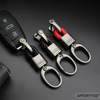 

Car/Home Keychain Leather+Metal Retro Key Ring Holder Housekeeper For Nissan Bmw Honda Skoda VW KIA Hyundai Toyota Car-Styling