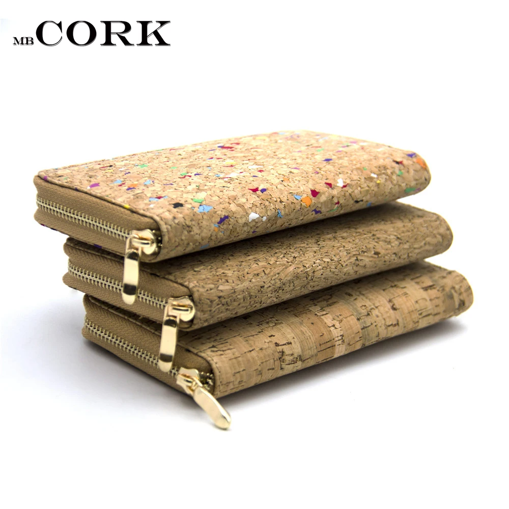 Natural cork women zipper wallet font b Money b font font b Clips b font Woman