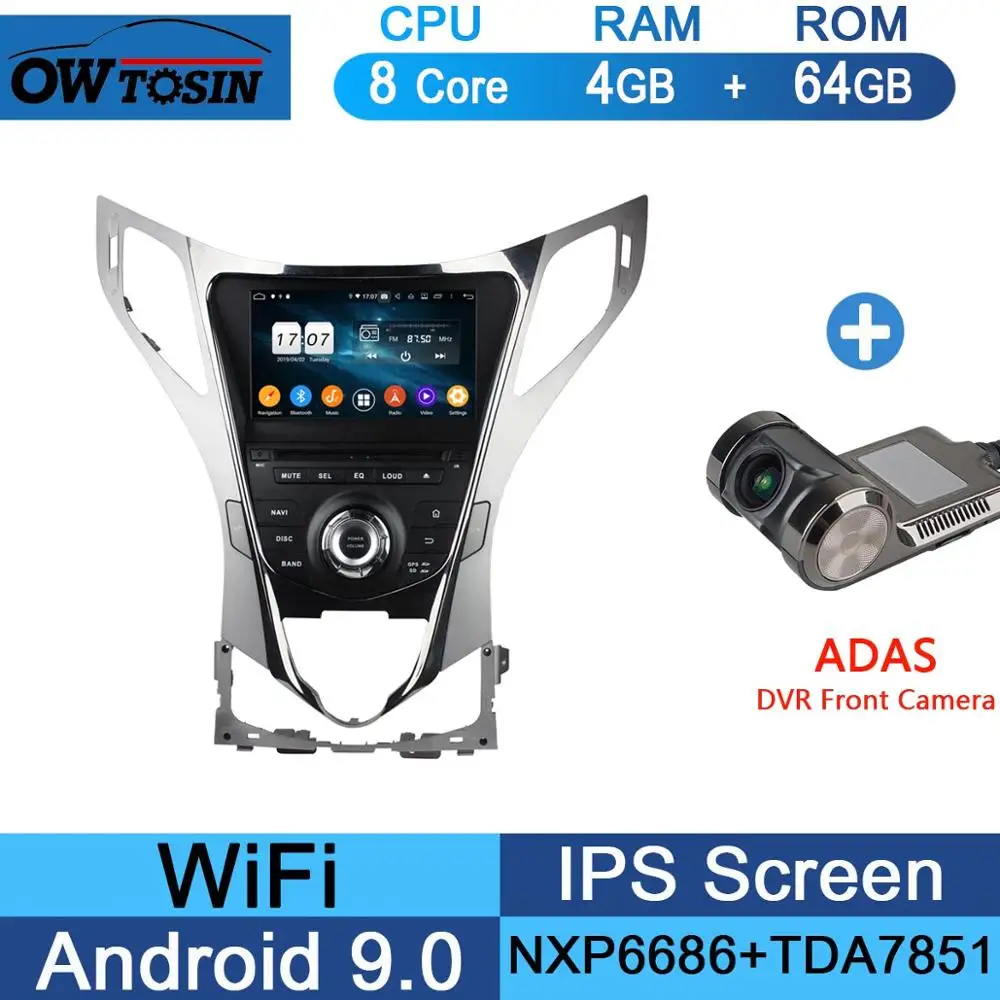 " ips 8 ядерный 4 Гб ram+ 64 Гб rom Android 9,0 автомобильный DVD радио gps для hyundai AZERA Grandeur HG I55 2011 2012 DSP CarPlay Parrot BT - Color: 64G Adas Camera