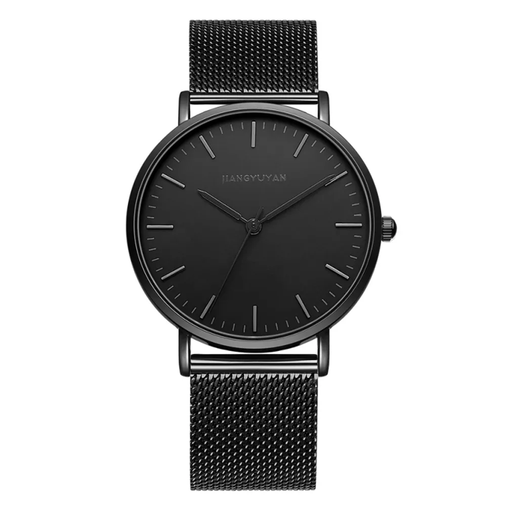 

Top Luxury Brand Quartz Watch Men Black Casual Japan Movt Stainless Steel Mesh Strap Ultra Thin Clock Male Relogio Masculino New