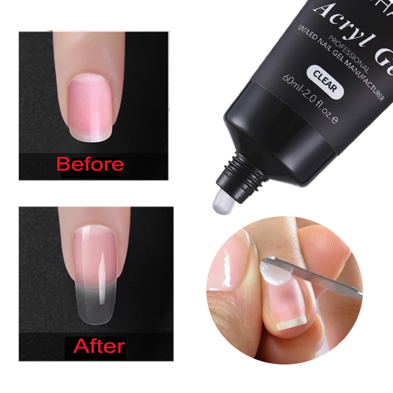 MSHARE 60ml Polygel Nails Acrylgel Poly Acryl Nail Extension Quick Building UV Builder Gel Tips Slip Solution Liquid Brush Set
