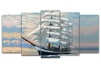 

5d diy Diamond embroidery sailboat 5pcs Multi-picture Combination diamond painting Cross Stitch Rhinestone decoration