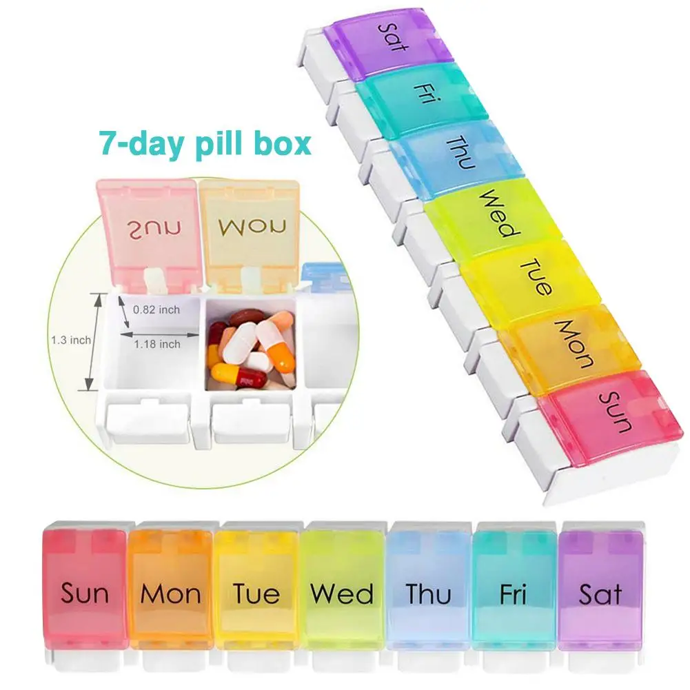 Чехол для таблеток для путешествий 7 дней с уникальным дизайном с пружинным креплением и большими отделениями, еженедельный чехол для таблеток# EO