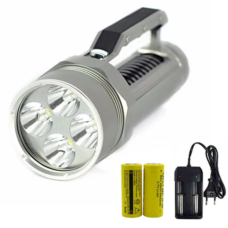 

10000 Lumens Torch Newest Powerful LED Flashlight 4x L2 LED Scuba Diving Flashlight Magnetic Switch+ 2 x 26650 Battery + Charger