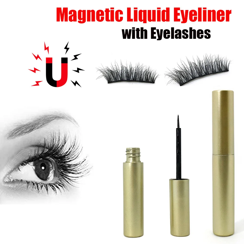

New Magnetic Liquid Eyeliner with Five Magnetic False Eyelashes Waterproof Easy to Wear Magnetic Eyelashes Set